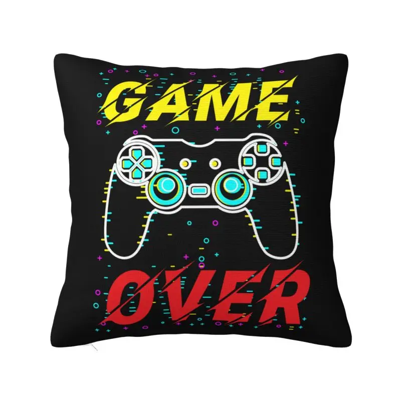 Gaming Gamer Game Over Cushion Cover Soft Video Game Controller Gift Throw Pillow Case Square Pillowcase Living Room Decoration