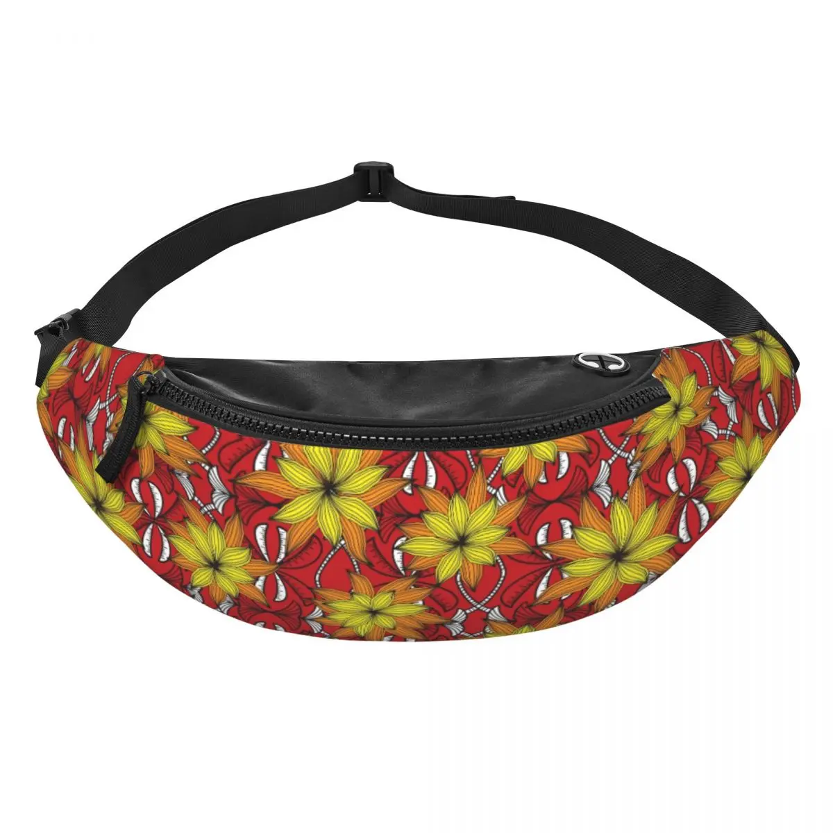 Custom  African Ethnic Floral Pattern Fanny Pack Women Men Ankara Style Crossbody Waist Bag for Travel Cycling Phone Money Pouch