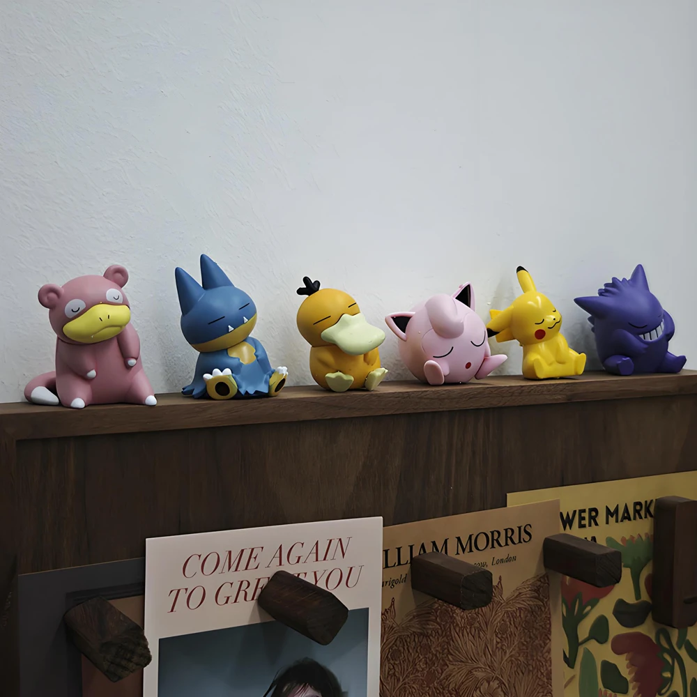 6pcs/set Pokemon Pikachu Anime Toys Dolls Psyduck Gengar Jigglypuff Gonbe Slowpoke Sleep Cute Model Action Figure Toys