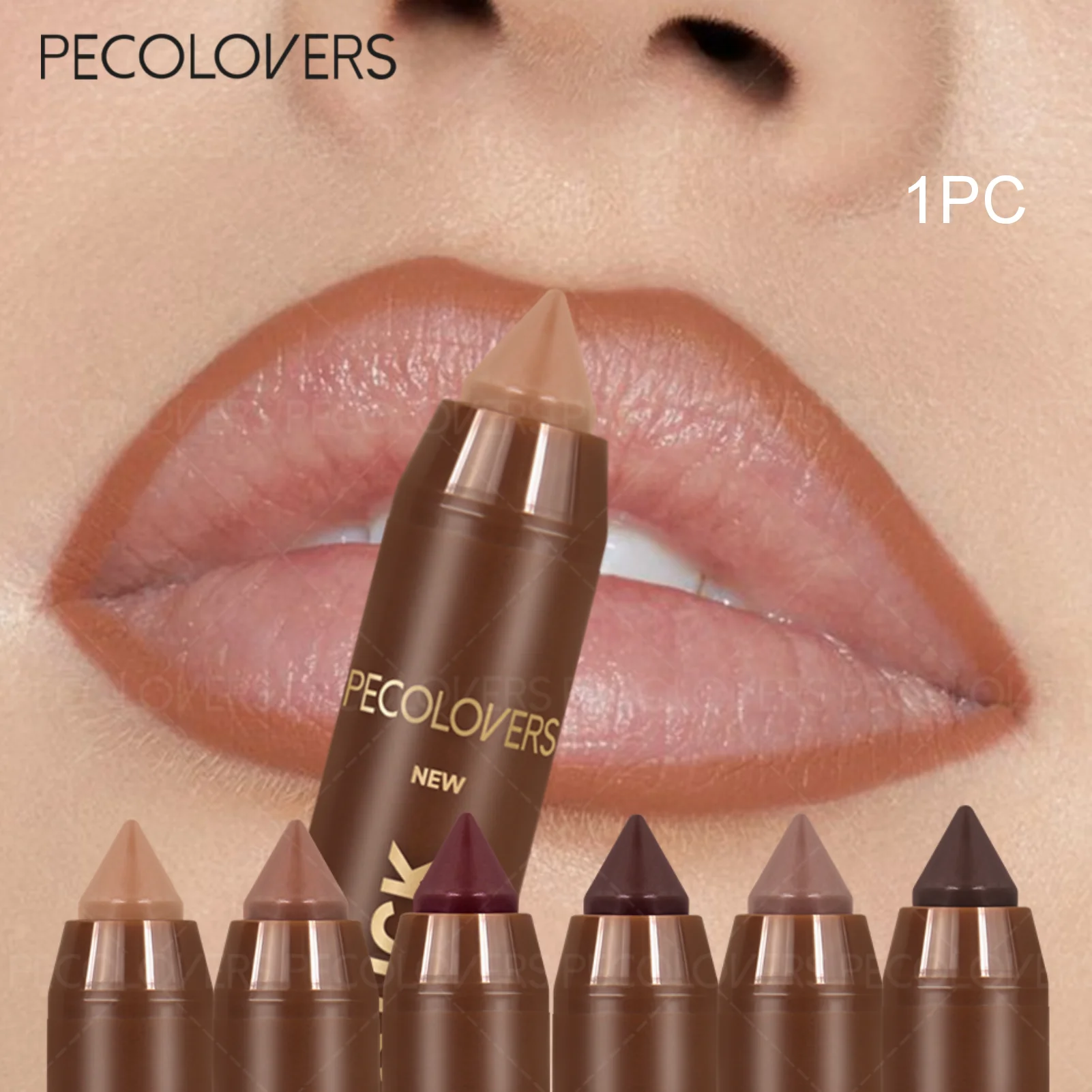 12pcs/set Lipstick Pen, Light and Dark Brown, Matte Texture, Apply Smooth and Long-Lasting, Brown Tube Lipstick Pen