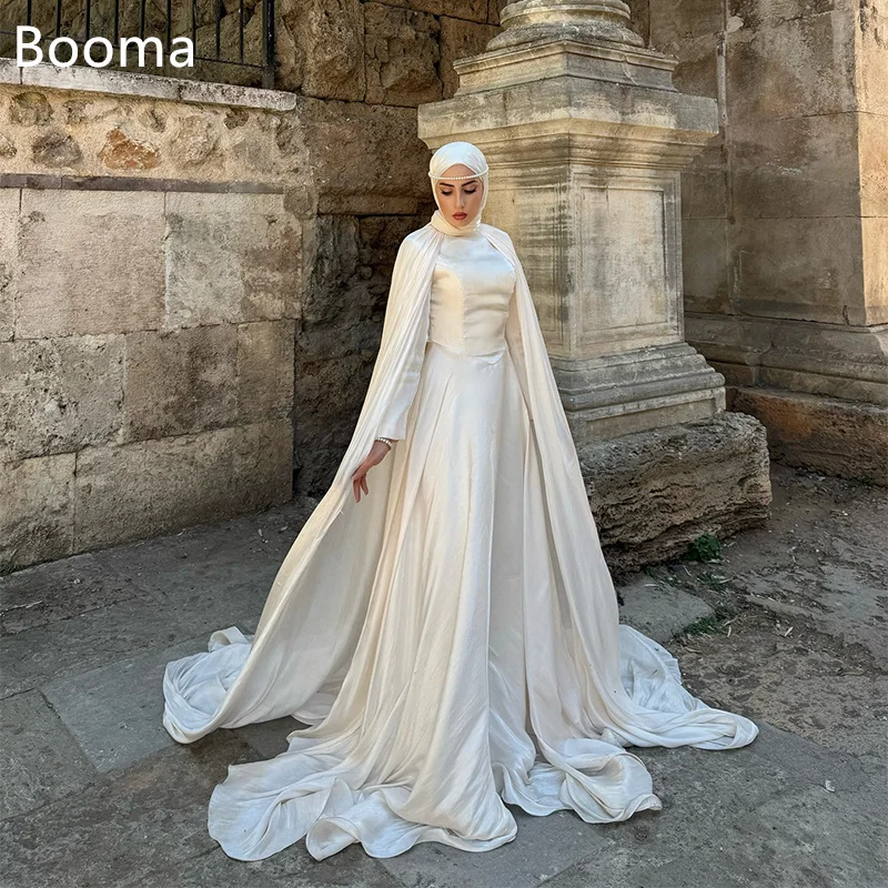 

Booma A-Line Simple Long Satin Wedding Dresses Floor-Length Elegant Brides Gown Custom Made 2025 Saudi Arabia