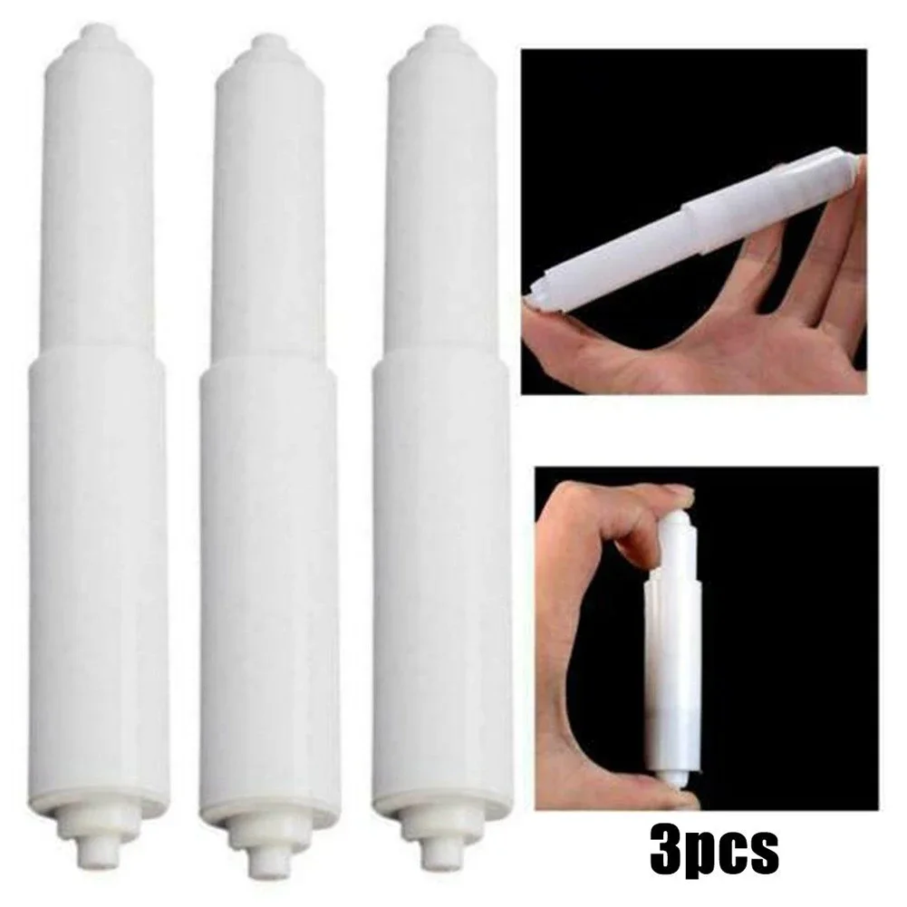 3Pcs White Plastic Replacement Toilet Paper Roll Holder Roller Spindle Insert-Spring Bathroom Accessories