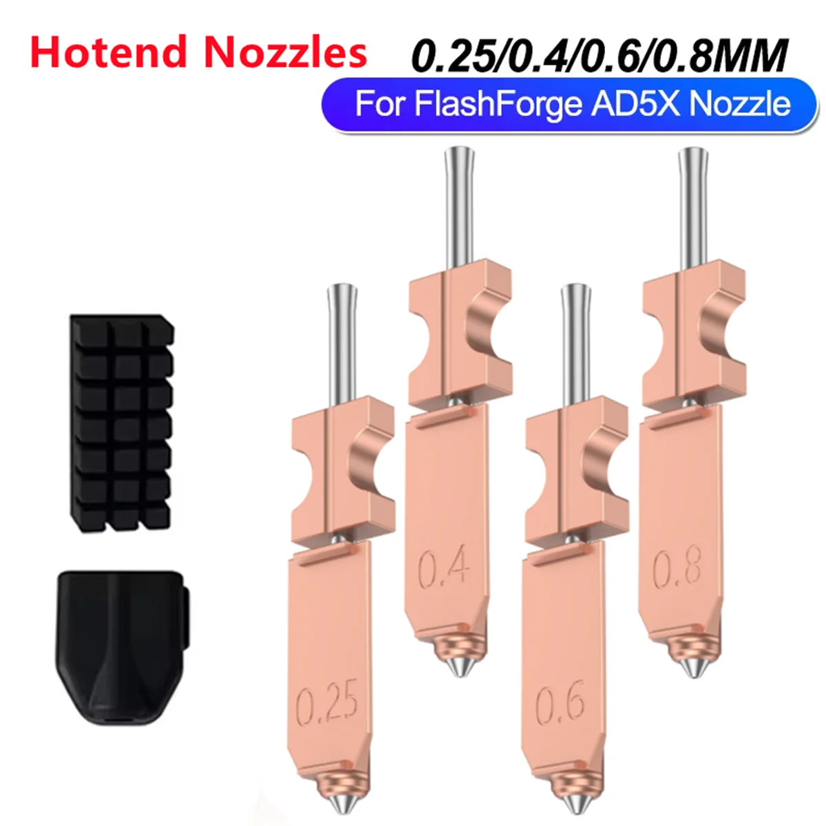 

Nozzle For Flashforge AD5X FDM New Version Upgraded Bimetallic Hardened Steel Nozzles 0.4/0.6/0.8mm 3D Printer Replacement Parts