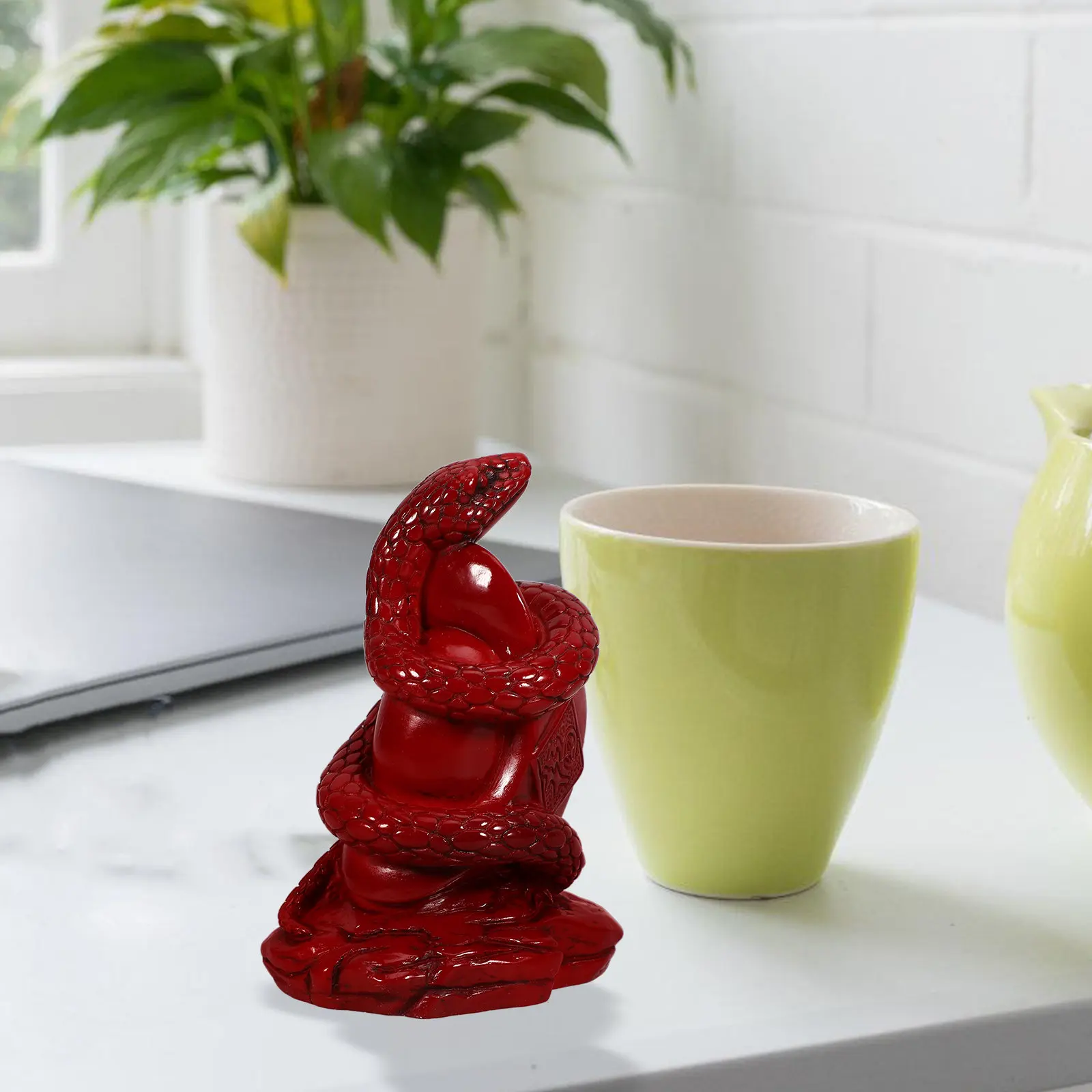 Resin Snake Statue Handcrafted Animal Sculpture for Home Office Desk Car Interior Retro Colorful Decor