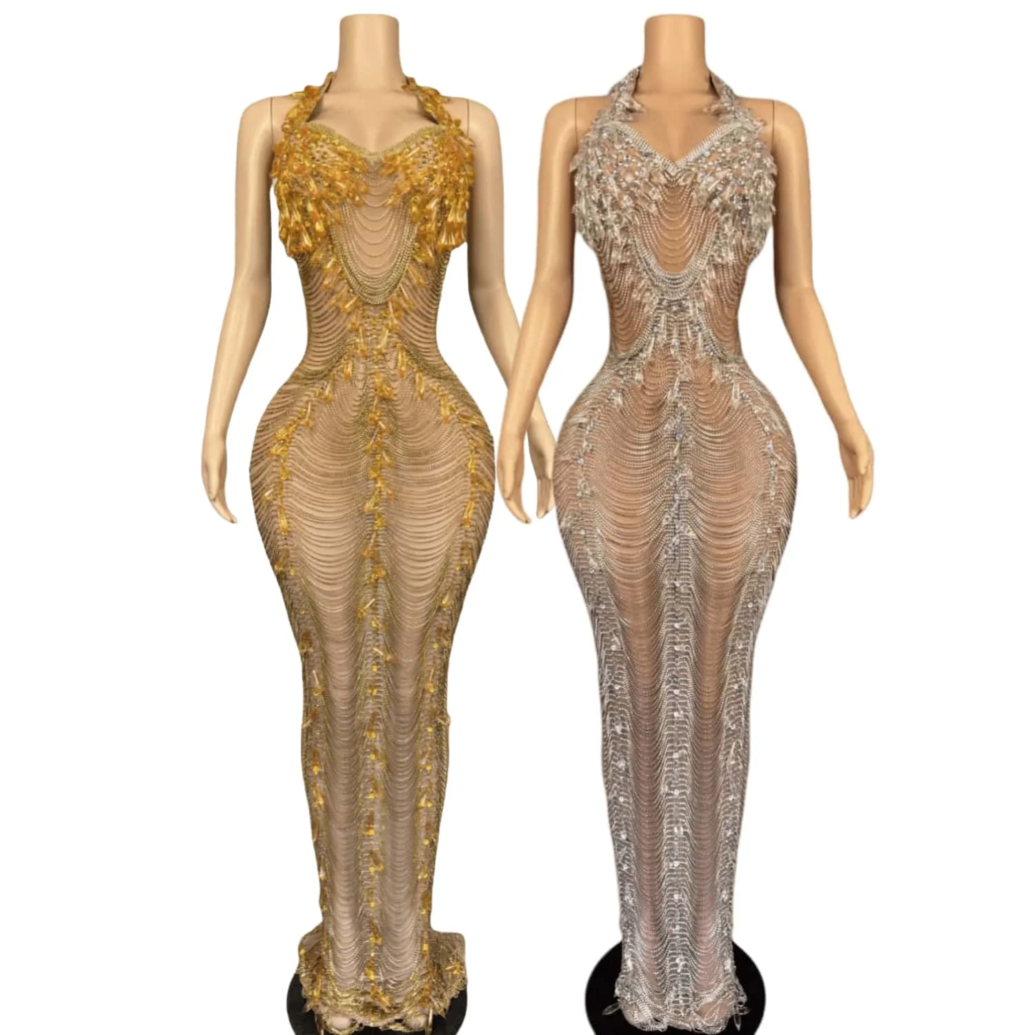 Ailisi Luxury Beaded Evening Dresses Luxury Tassels Crystal Mermaid Prom Dress Women Wedding Party Gowns Vestido De Festa