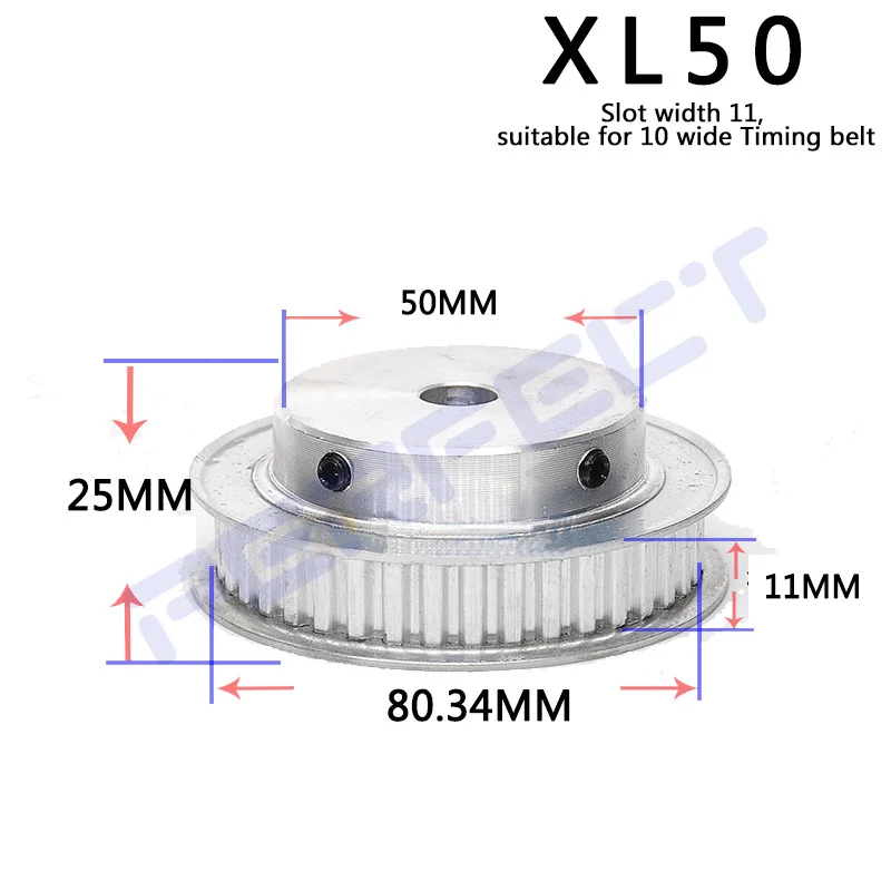 XL50 Synchronous Wheel Gear 50 tooth Timing Pulley Aluminum 3D Printer Parts 50XL 50teeth Bore 6/8/10/12/14/15/16/17/19/20/22/25