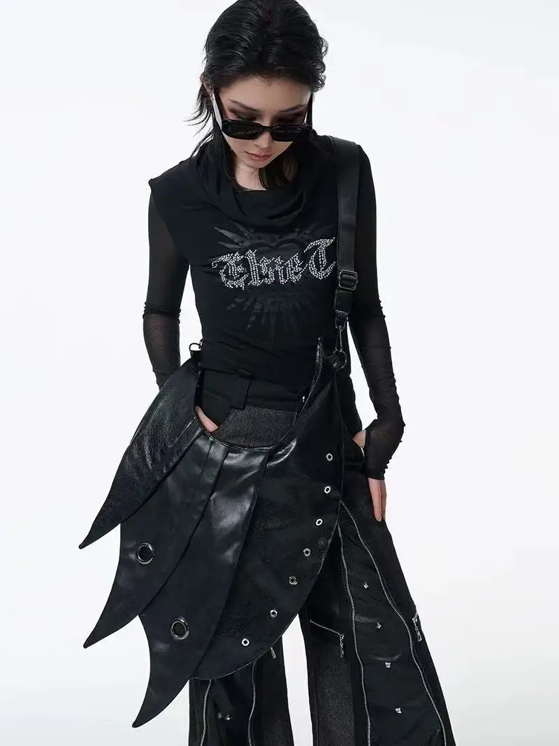 

Punk Armor Shoulder Bag, Avant-garde Underarm Purse, Spacious Alternative Fashion Сумка Из Воловьей Кожи