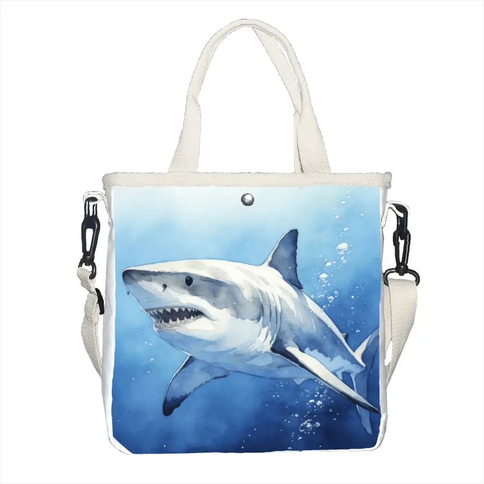

Powerful Great White Shark Print Shoulder Bag with Adjustable Strap Lightweight