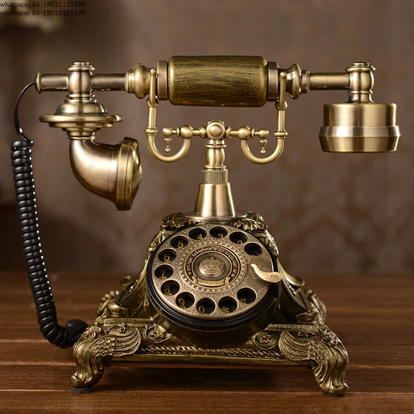

European Antique Telephone Rotary Dial Design Retro Landline Phone with Mechanical Ring, Speaker and Redial Function for Home