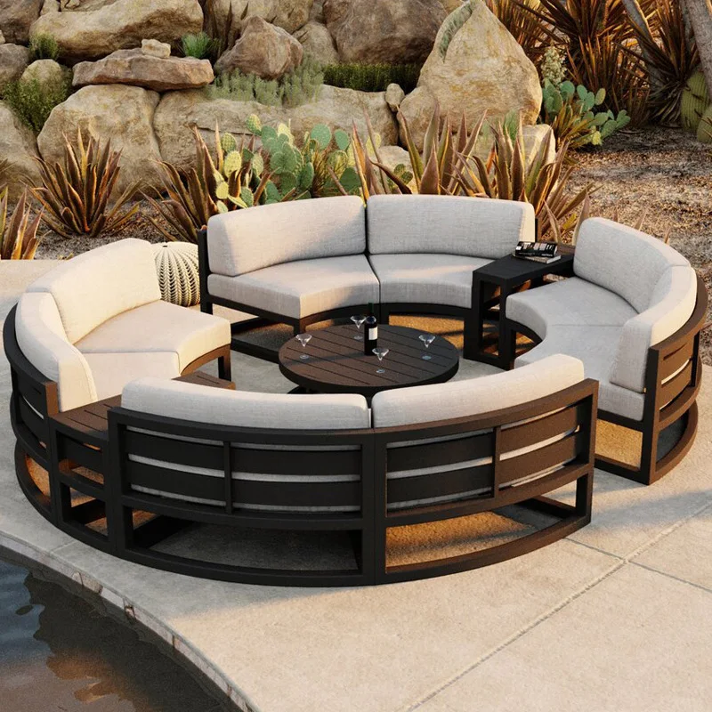 

Outdoor sofa courtyard hotel garden outdoor round leisure chair combination aluminum alloy waterproof open-air balcony furniture