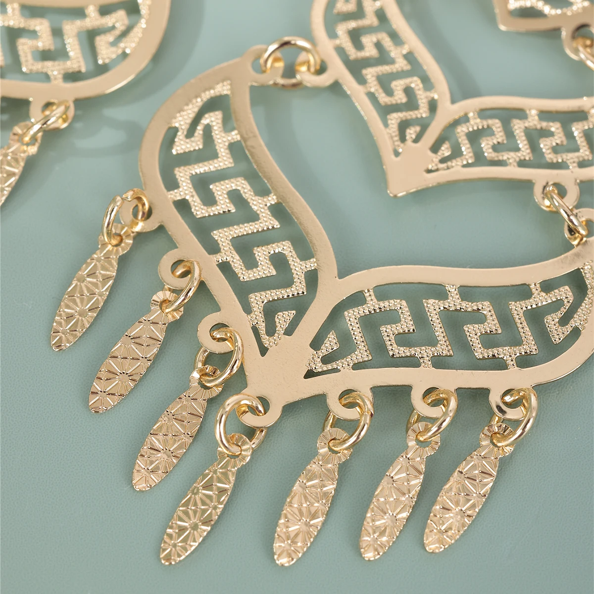 Arab Dangle Earrings with Hollow Tassels Algerian Wedding Jewelry Women Earring