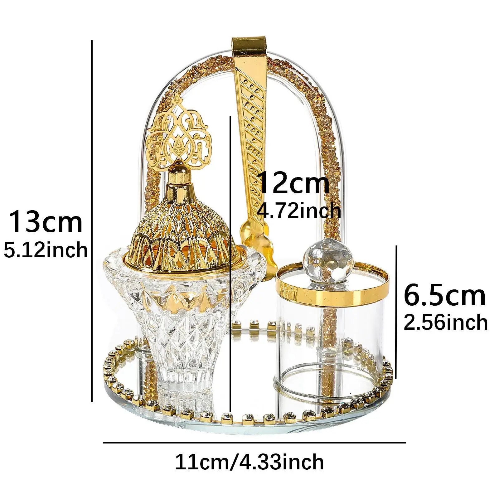Arabic Incense Burner Incense Holder with Tray Spice Jar Clip Artwork Home Decor for Spa Meditation Teahouse Festival Birthday