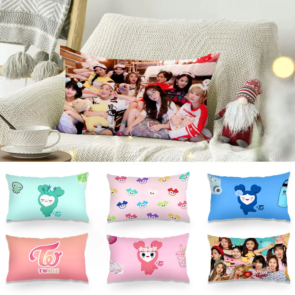 Hot K-pop Pillow Covers Cartoon Sofa Decorative Home Double-sided Printing Short Plush Cute Cushion T-Twices Cover Gift