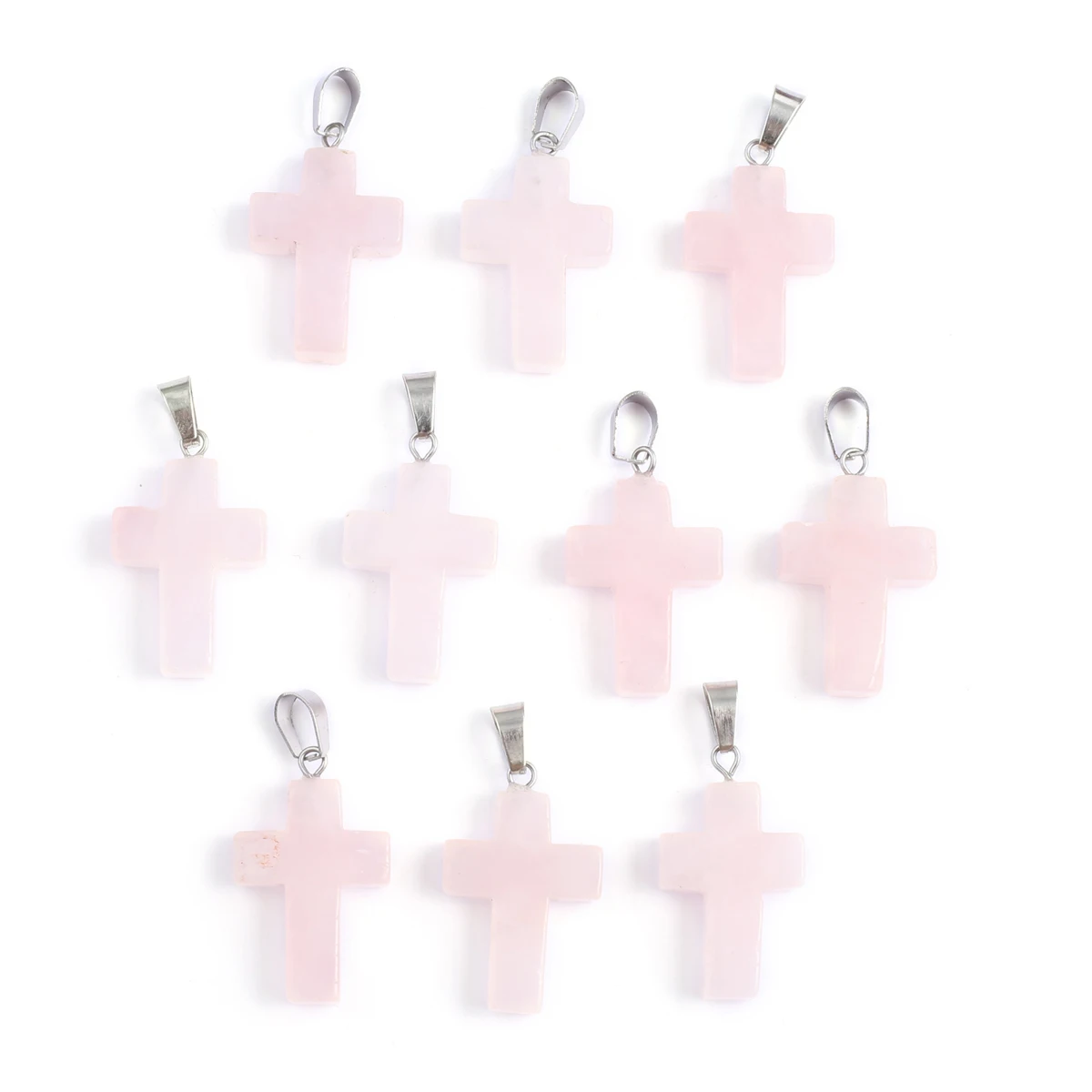 2Pcs Necklace Pendant Natural Stone Cross-Shaped Rose Quartz Pendant For Jewelry Making DIY Necklace Bracelet Earring Accessory