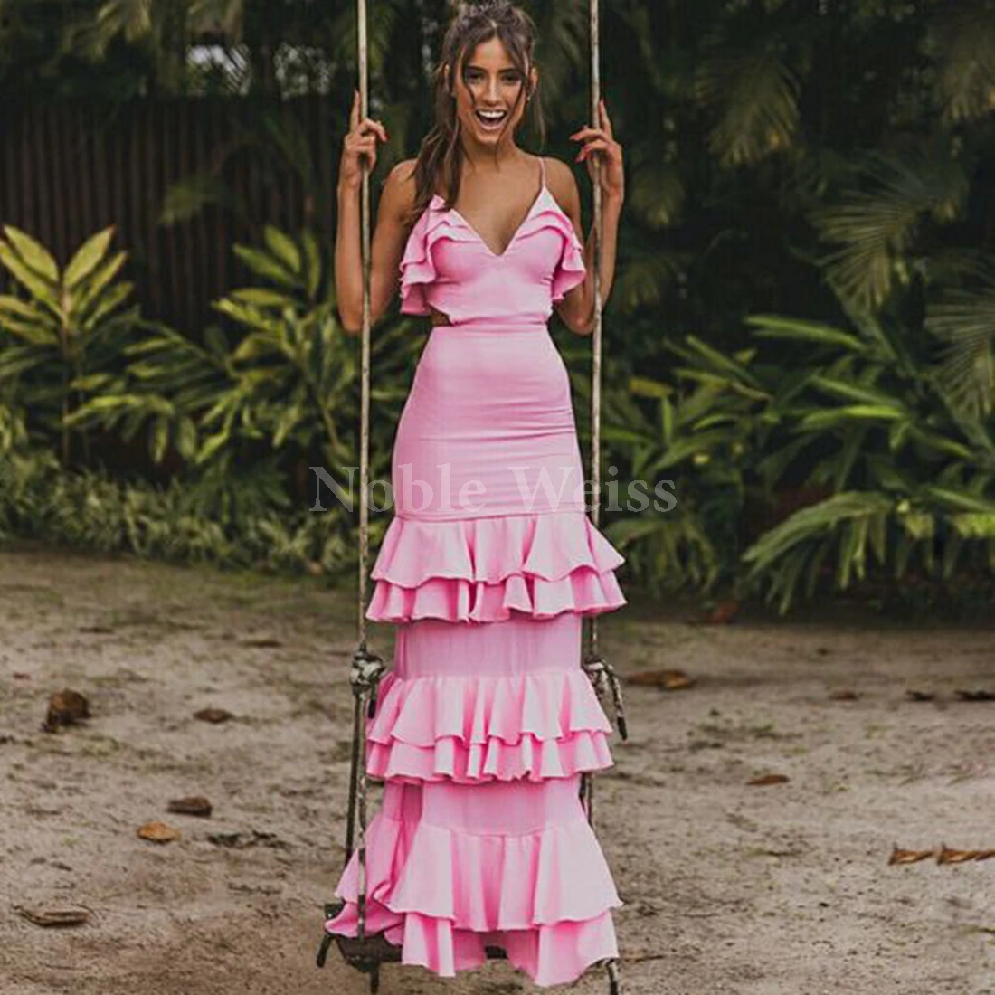 

Elegant V-Neck Chiffon Evening Dress Mermaid Gown Women Party Customize