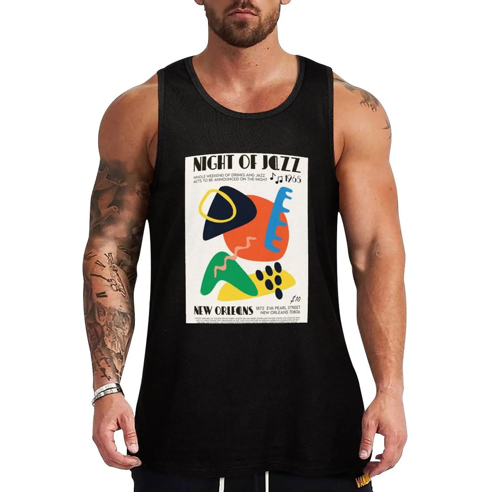 

Night of Jazz 1965 Tank Top Urban Casual Tank Top Streetwear Sleeveless Shirt