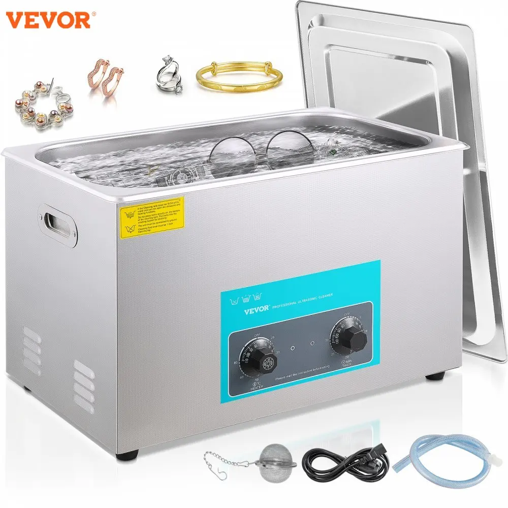 VEVOR 30L Ultrasonic Cleaner Stainless Steel Professional Knob Control, Ultrasonic Cleaner with Heater Timer