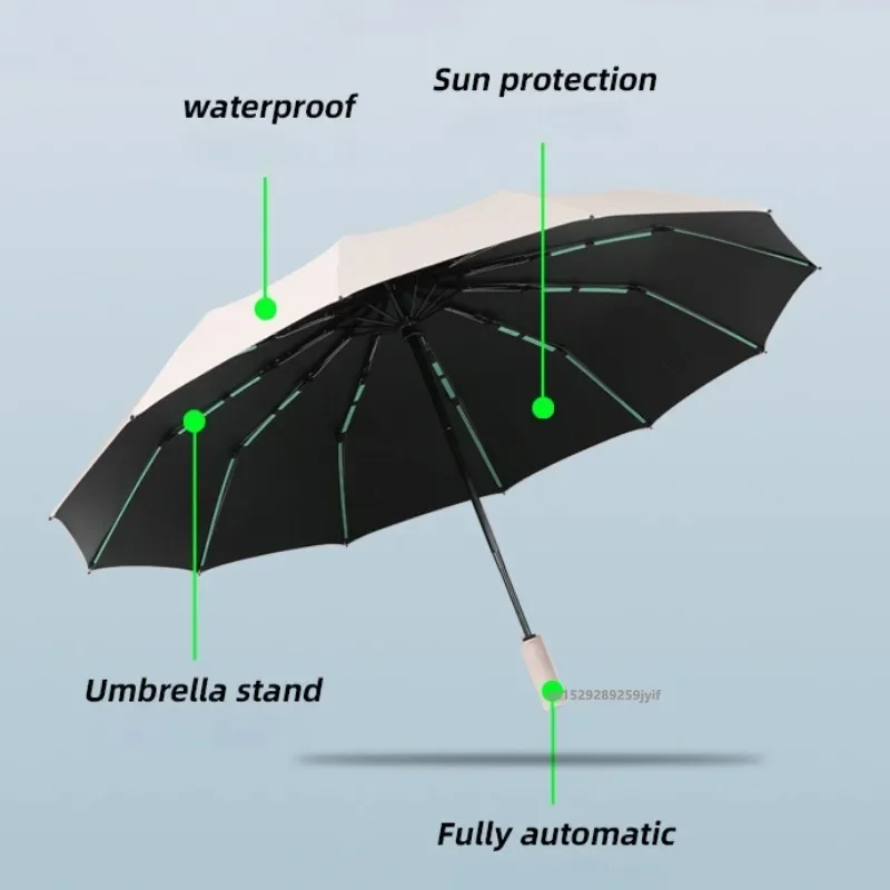 60 Bone Wind Resistant Reinforced Automatic Umbrella for Men Rain and Shine Dual Purpose Sunshade UV Resistant Sun Umbrellas