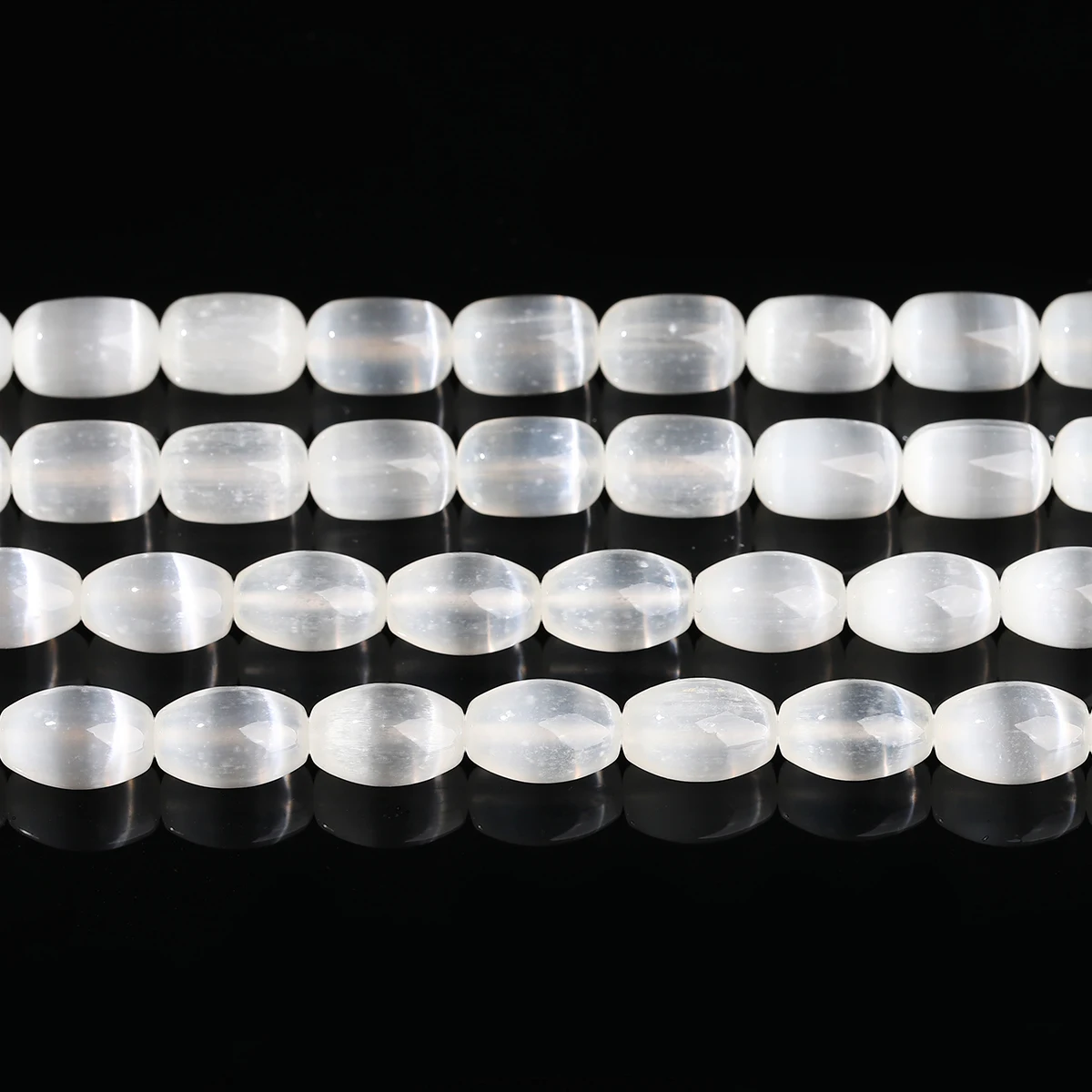 5A Natural Gypsum Stone Rice Shape Beads Smooth Loose Spacer Selenite Bead for Jewelry Making DIY Bracelet Necklace Accessory - view 2