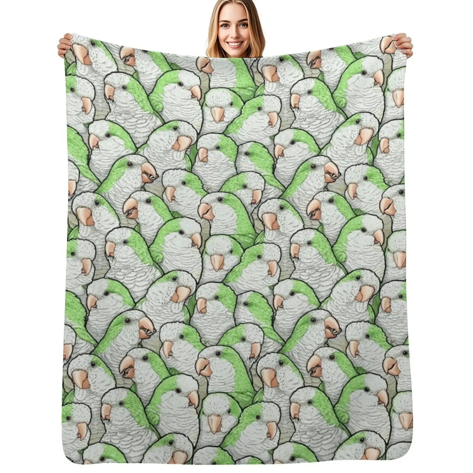 

Green Quaker Monk Parakeets Throw Blanket for sofa Large Luxury Thicken Blankets For Bed Blanket