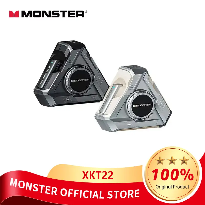 Monster XKT22 TWS Wireless Bluetooth Earphones Gaming Earbuds Sport Headset HD Call Noise Reductio Low Latency with Mic ﻿