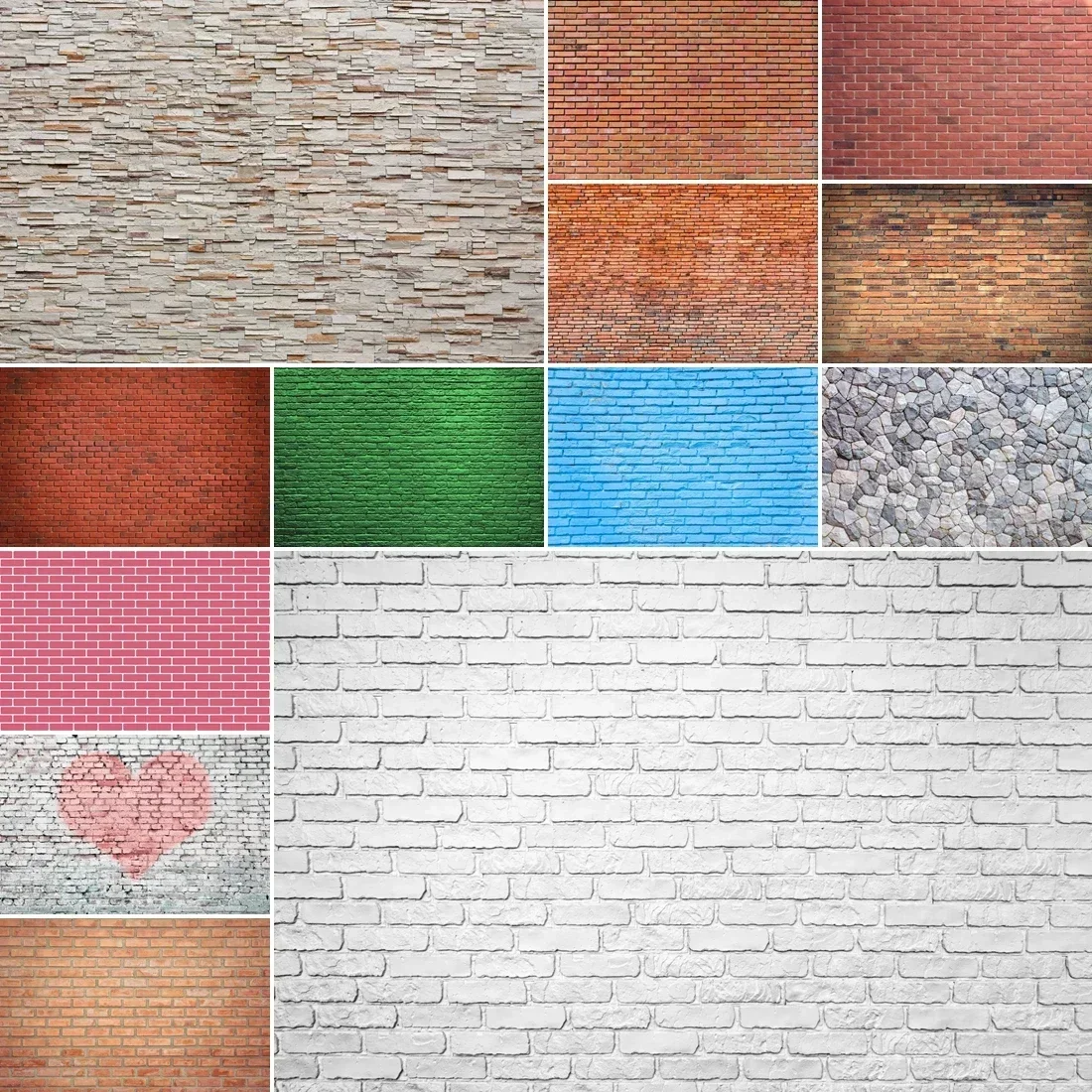 MOON.QG White Red Brick Wall Backdrop Photographic Studio Wallpapers Background Photography Product Birthday Decoration Supplier