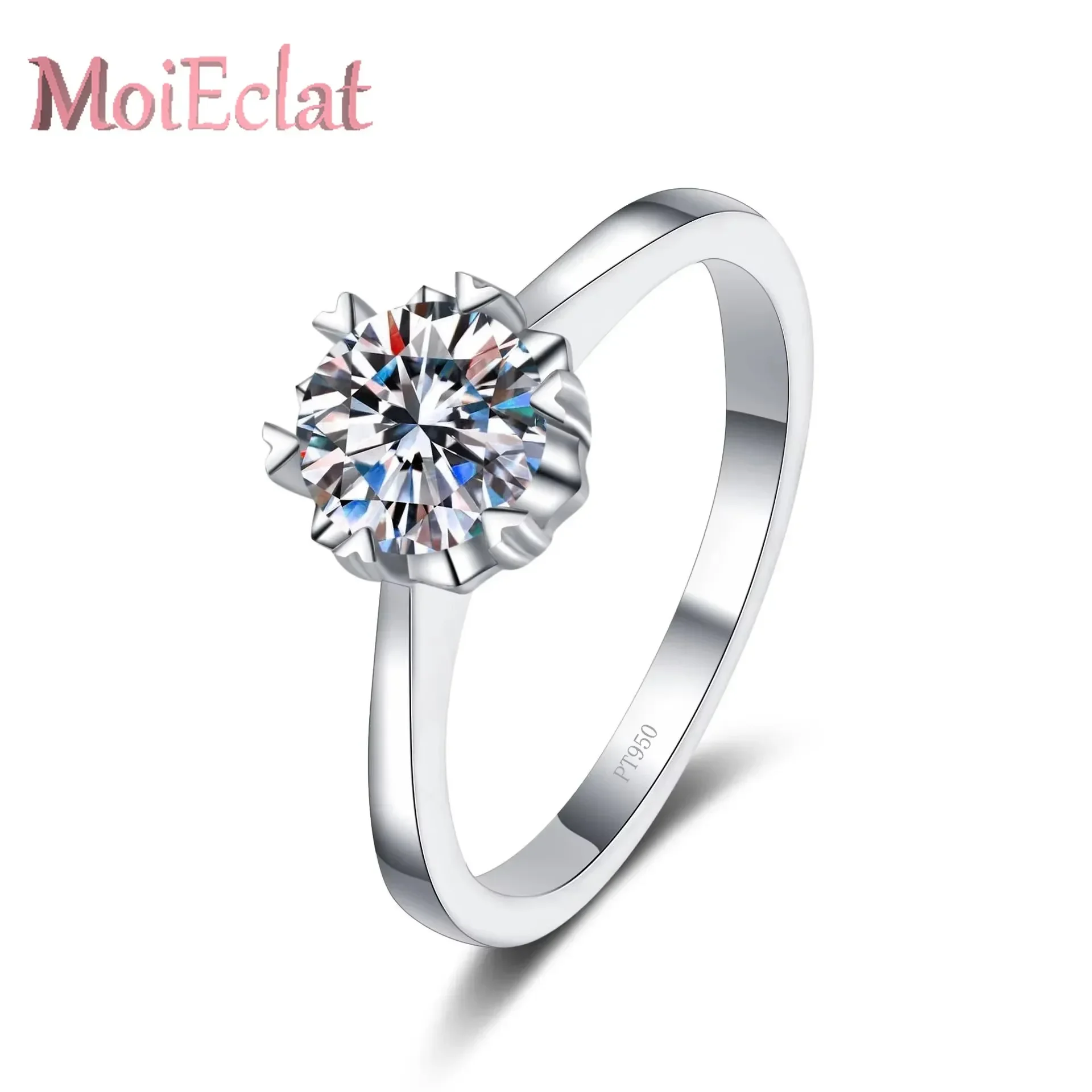 MoiEclat Store Platinum PT950 Luxury 1 Carat Moissanite Snowflake Ring Unique Jewelry, Engagement Six Claw Setting Propose Rings