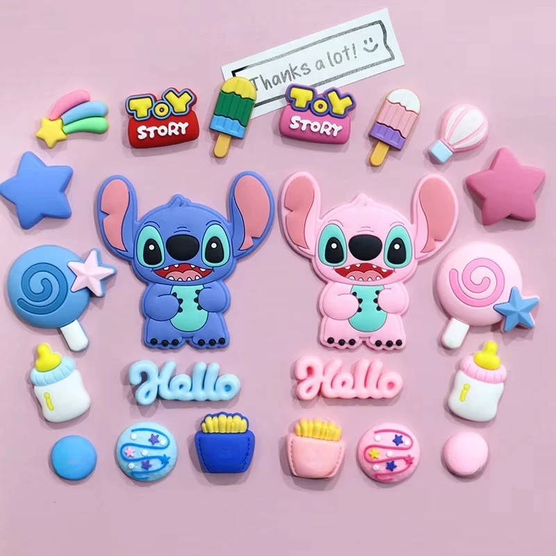 22pcs New Shoe Charms Stitch Series for PVC Decorations Fit to Bubble Slides Sandals Cartoon Character Shoe Accessories