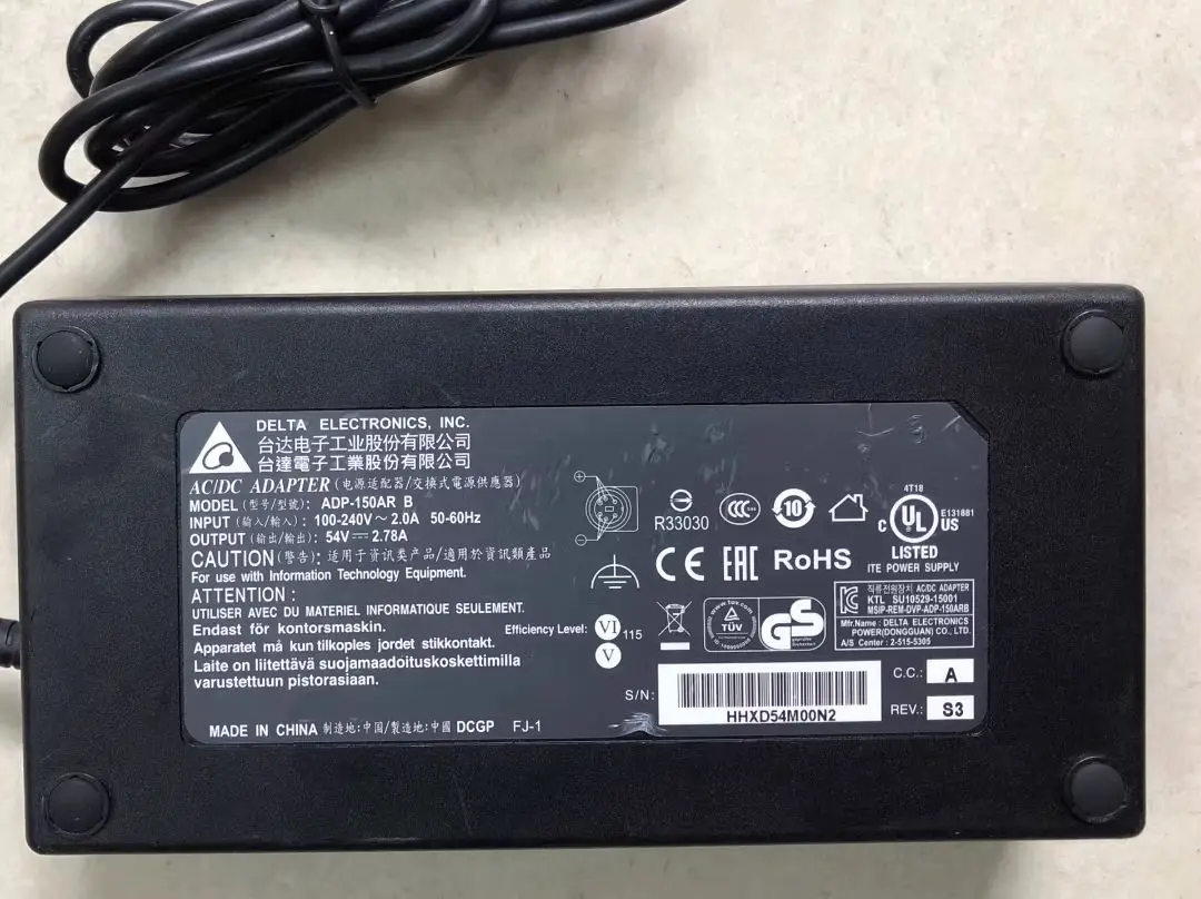 

USED ADP-150AR B Genuine DELTA 54V 2.78A 150W Charger with 6 Pin Tip AC Adapter Power Supply Original