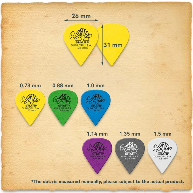 Dunlop Guitar Pick 412R TORTEX Sharp Pick 0.73/0.88/1.0/1.14/1.35/1.5 mm US Original Guitar Accessories