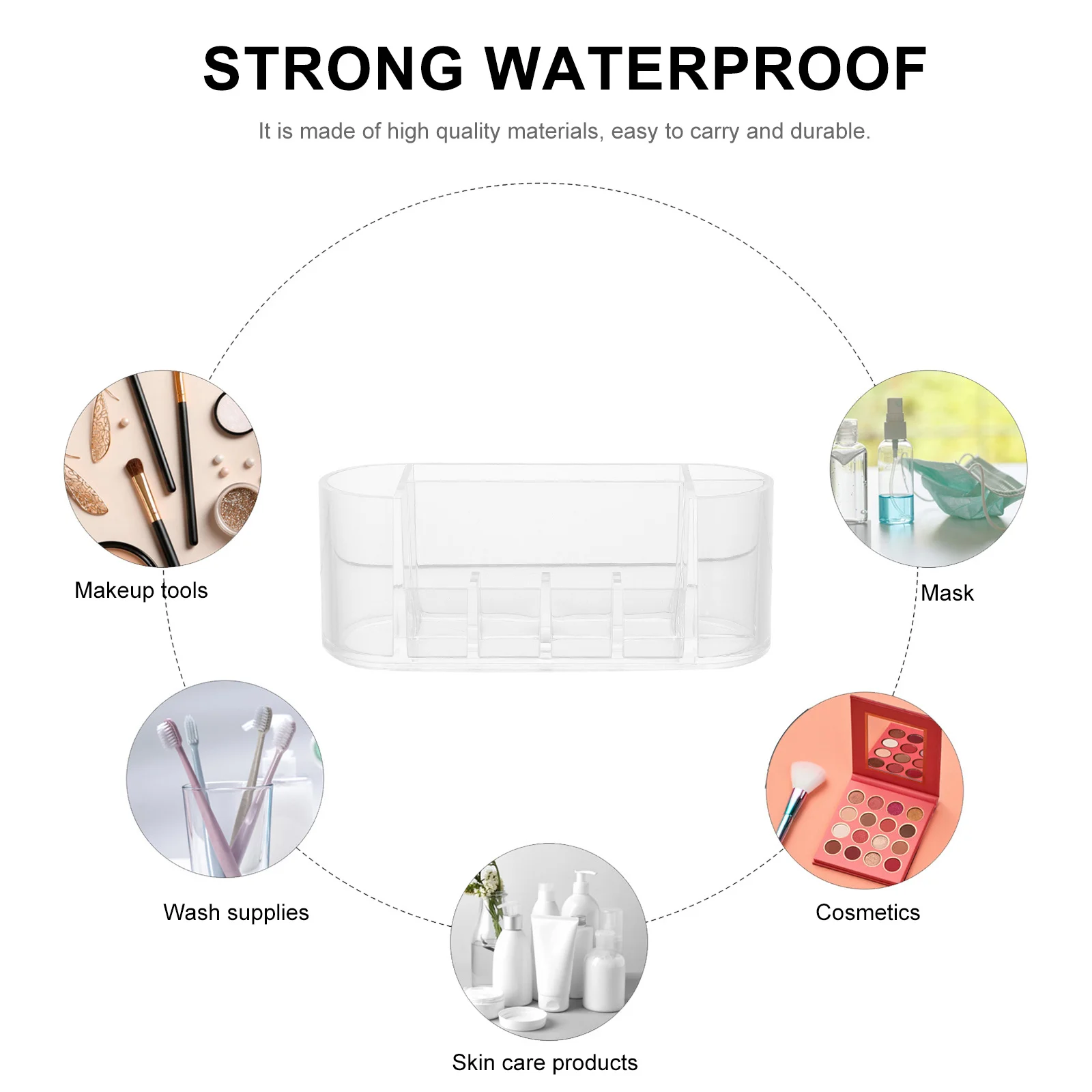 

1Pcs Makeup Holder Multiple Grids Transparent Desktop Storage Container Makeup Brush Storage Rack Durable Practical Design