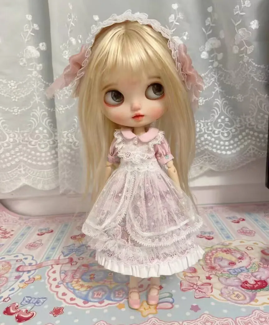 2025 3pcs Lolita Blythe Headwear, apron, main skirt 1/6 30cm(Fit for azone,Pullip,Ob22/24/26, Licca)