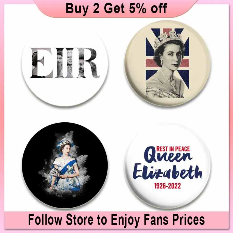 Queen Elizabeth II Lapel Pin Handmade Brooch Badges on Backpack Funny Alloy Brooches for Women Jewelry Accessory Holiday Gifts