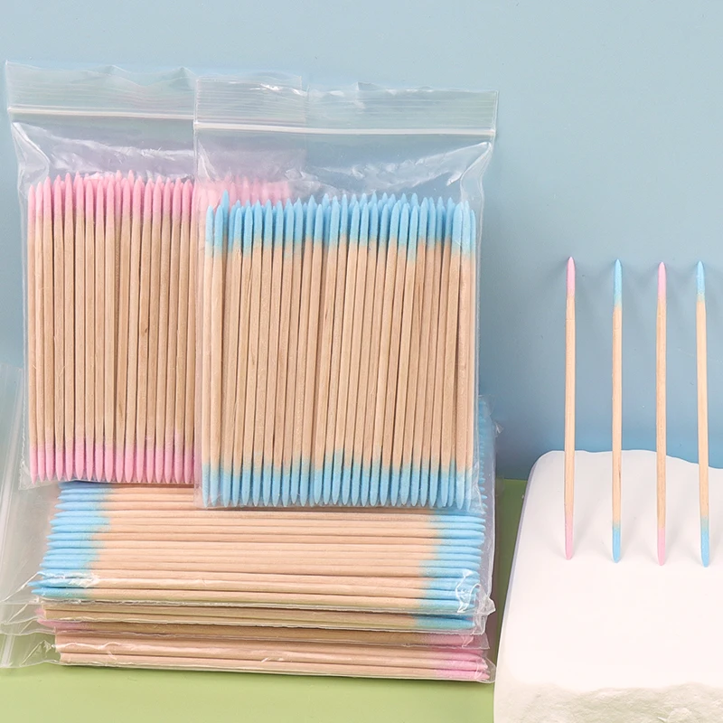 Wood Handle Micro Cotton Swabs Single Double Head Disposable Mini Makeup Applicators Long Short Size Cosmetic Cleaning Sticks