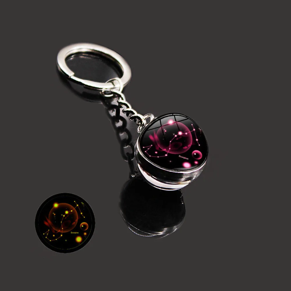 New Accessories Luminous Twelve Constellations Key Ring Time Gem Key Chain Fashion Bag Pendant Key Chain Accessories DIY Gift