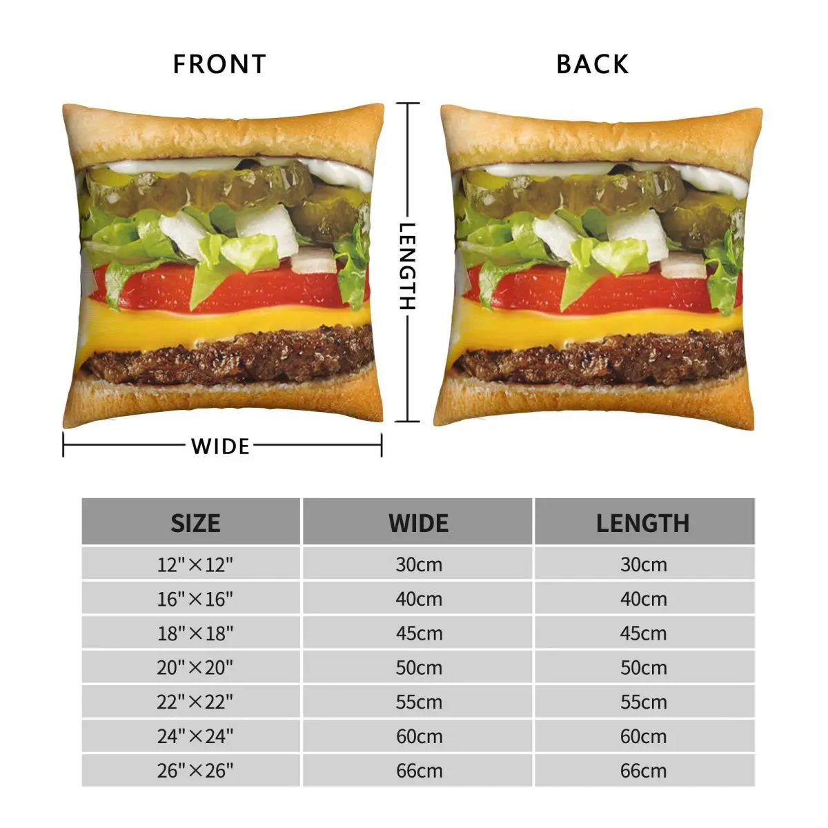 Juicy Cheeseburger Square Pillowcase Polyester Linen Velvet Creative Zip Decor Throw Pillow Case Bed Cushion Case