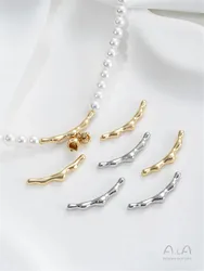 14K Gold-Plated Pearl Necklace Pendant, Curved Tube Through Hole, DIY Handmade Pearl Necklace, Headpiece Accessories