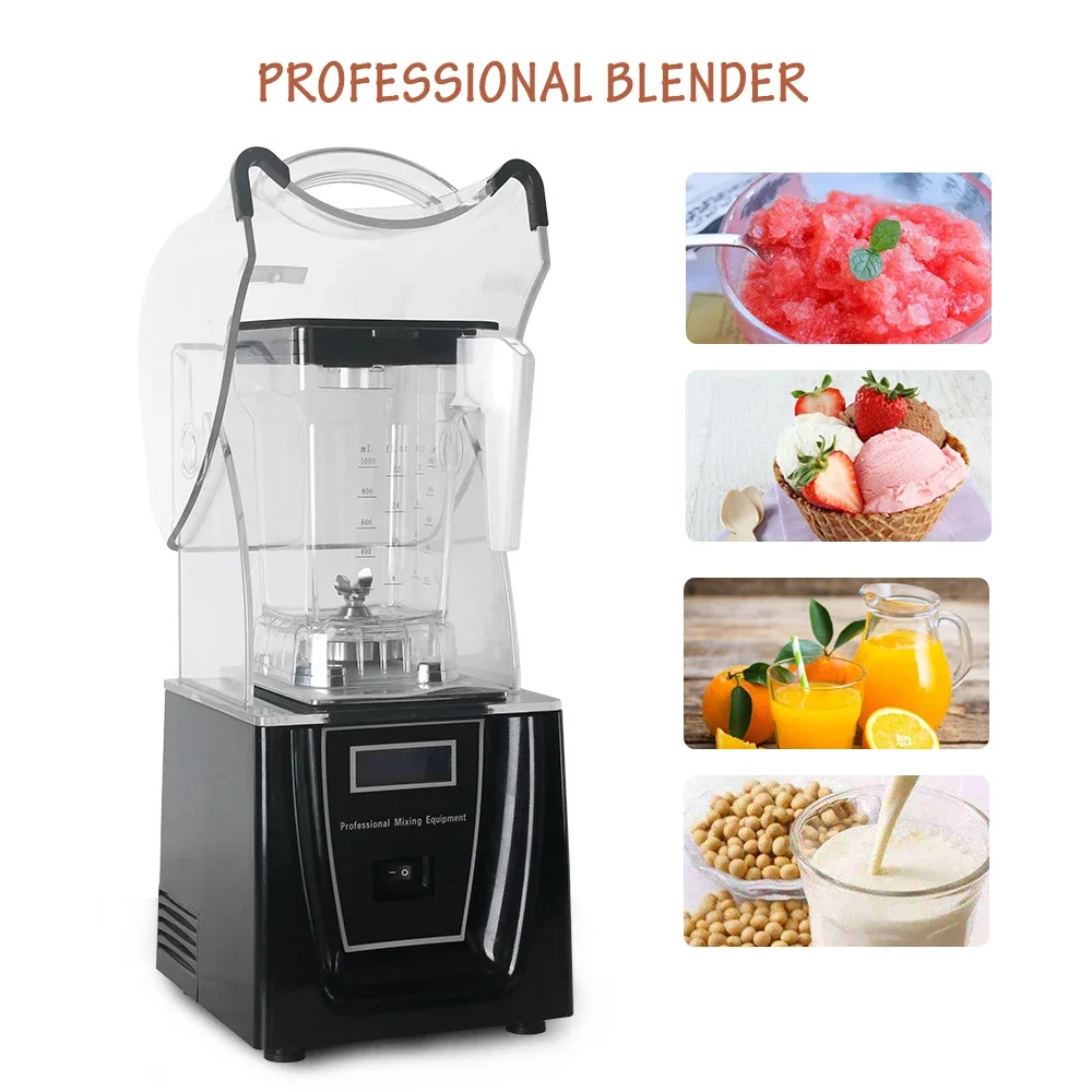 GZZT 1.5L Smoothies Blender Professional Blender Sound Proof Juicer Mixer Machine 1800W Heavy Duty Commercial Mixer