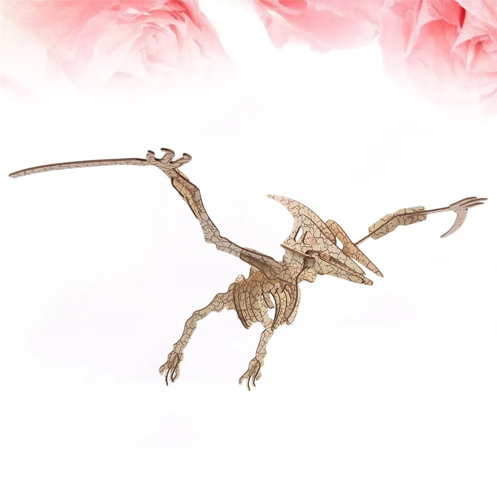 

3D Wooden Pterosaur Puzzle DIY Assembly Educational Woodcraft Kit for Kids Boys Creativity Concentration Hand Eye Coordination