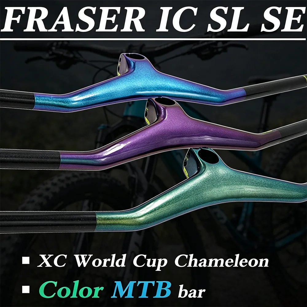 

2025 New Fraser iC SL SE Chameleon Color MTB Carbon Handlebar – Ultralight 280g XC Race Bar 740mm for Mountain Bike-8°/-17°/-25°