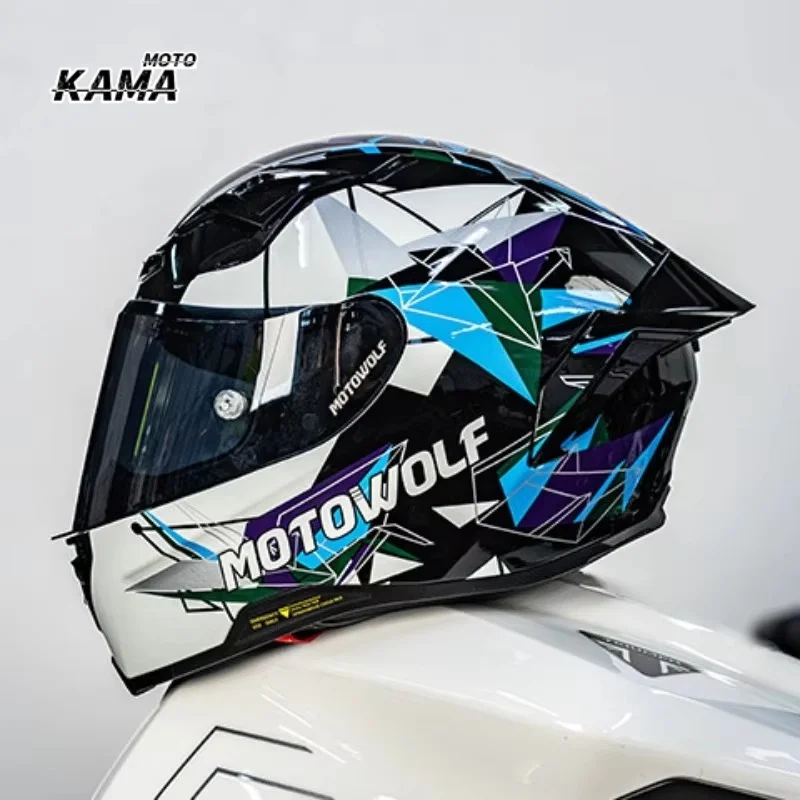 Hot MOTOWOLF H1 Small Tail Motorcycle Helmets Locomotive Track Full Helmets Lightweight Cascos Para Moto Racing Helmets