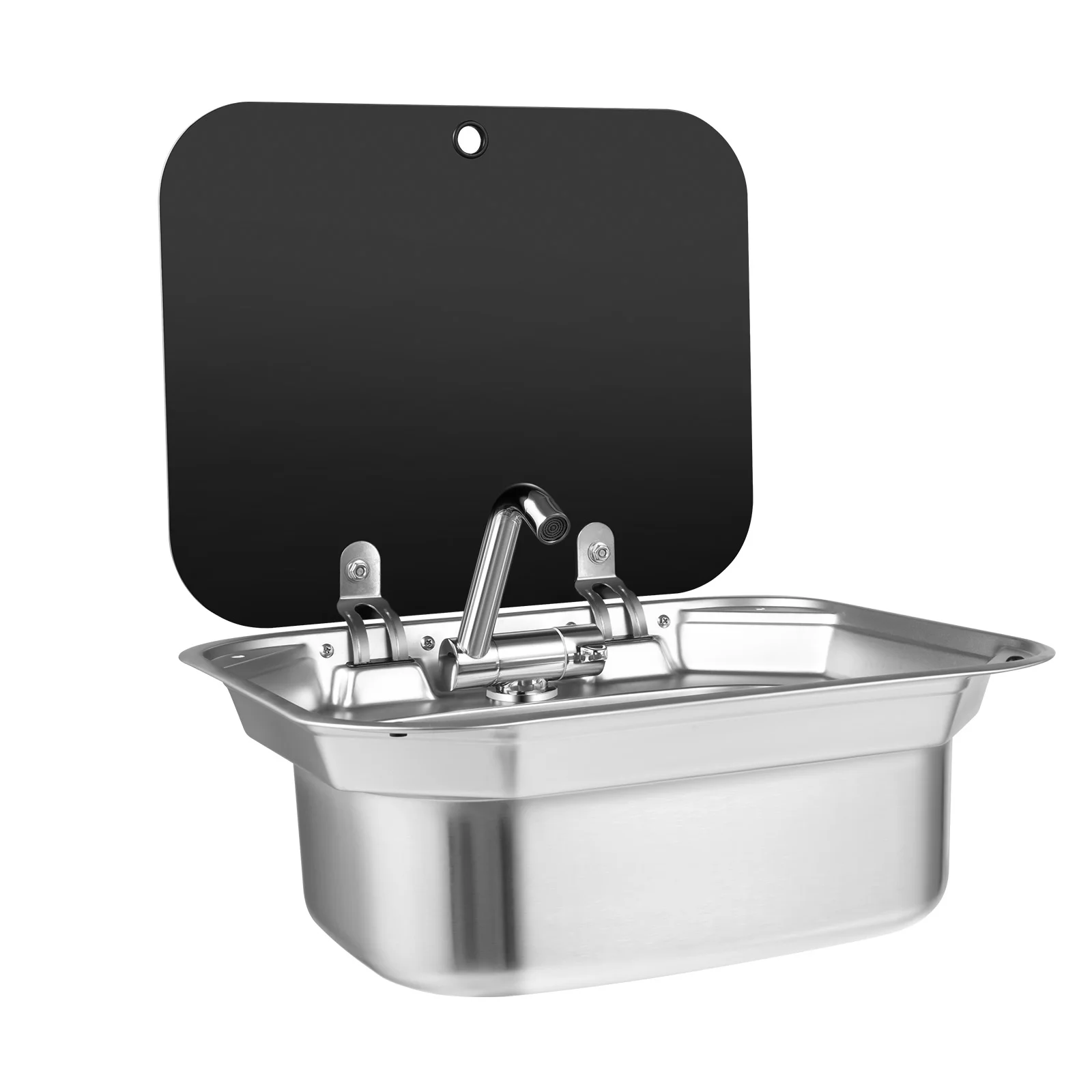 스테인리스 스틸 RV 싱크대, 내장형 싱글 볼 싱크대, 손 씻는 세면대, 수도꼭지 포함 카라반 싱크대, RV, 밴, 캠핑카, 트레일러용