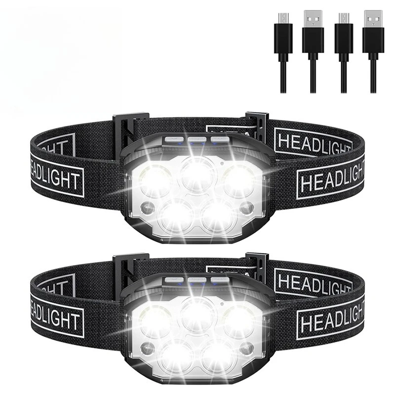 

Мини-индукционная фара XPE + COB, световая бусина, красный свет, предупреждение, зарядка через USB, походная фара