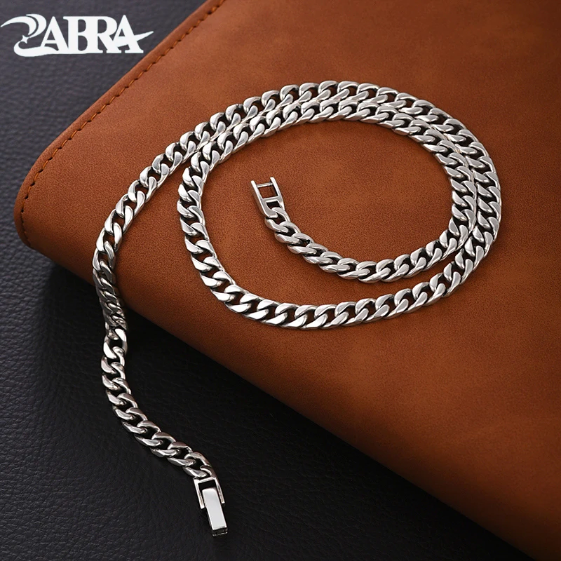 

ZABRA Trend Cuban Chain S925 Silver Necklace Men's Tide Brand Fashion Hip Hop Accessories for Boyfriend Gifts