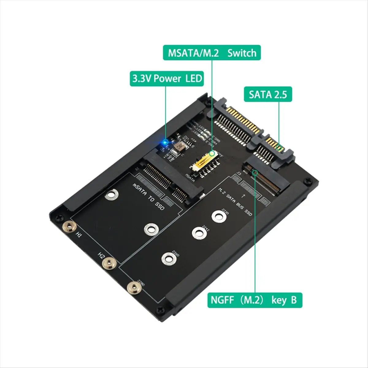 N05R 2In1 MSATA + B Key/B+M Key M.2 SSD to 2.5 SATA Adapter Card with Enclosure Socket for M2 NGFF SATA3 2230 2242 2260 2280 view 5