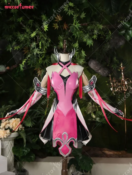 Miccostumes Damen Pink Skin Cosplay Kostüm Kleid mit Rock und Strumpfhosen Halloween Cosplay Kostüm