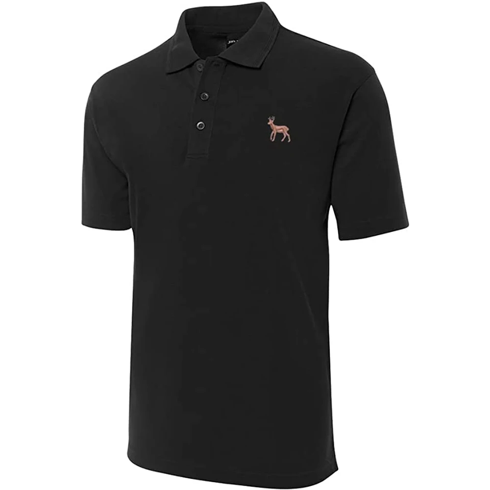 

Deer Design Embroidered Short Sleeve Polo Shirts Classic Embroidery Men's Polo Shirt