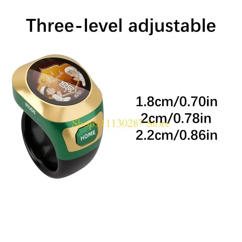 J1HC متعدد الألوان LED رقمي يتميز بـ 3 حلقات عداد تسبيح قابلة للتعديل مع اتصال التطبيق في الوقت الحقيقي #6