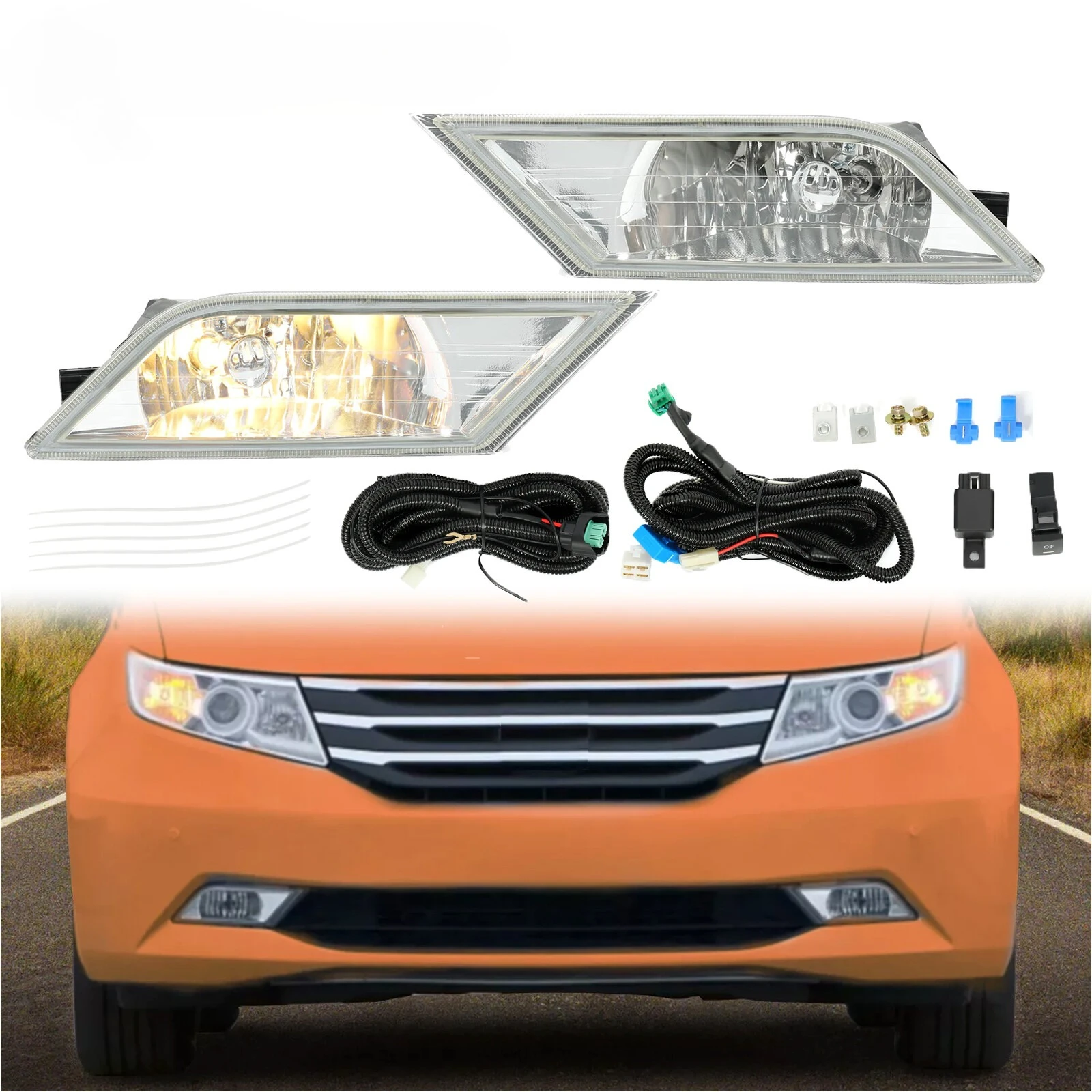 

For 2011-2013 Honda Odyssey Driving Fog Lights Pair w/Wire+Switch+Bulbs