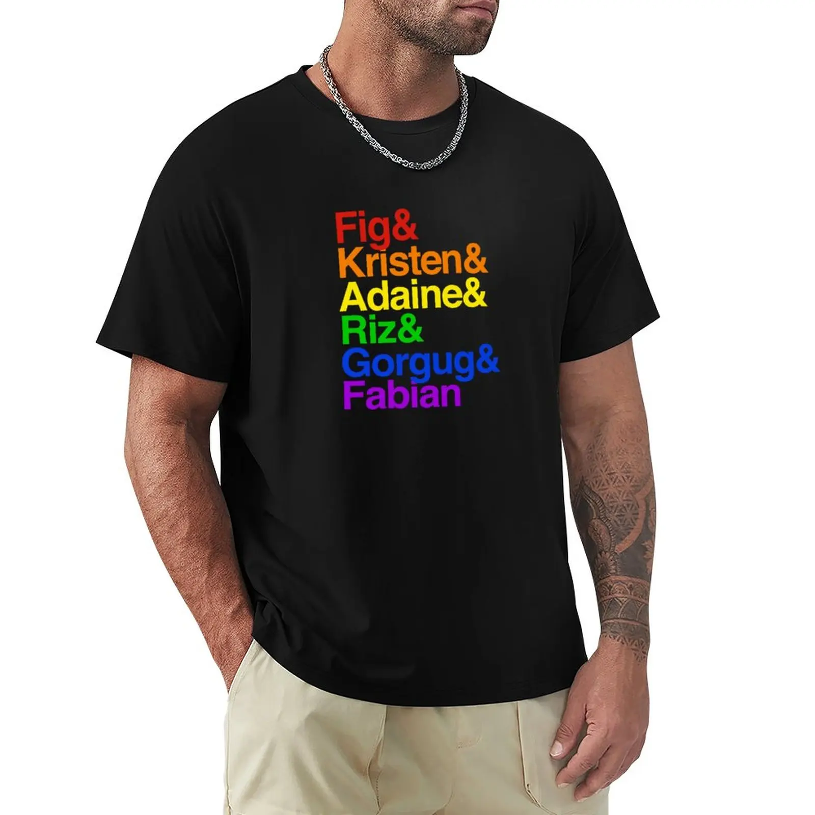 

Fantasy High Bad Kids Rainbow Helvetica Names T-Shirt kawaii clothes custom t shirts black t shirts heavyweight t shirts for men